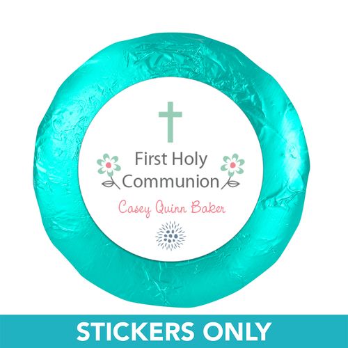 First Communion 1.25" Sticker Blooming Flowers (48 Stickers)