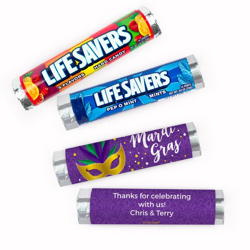 Personalized Mardi Gras Football Field Lifesavers Rolls (20 Rolls)