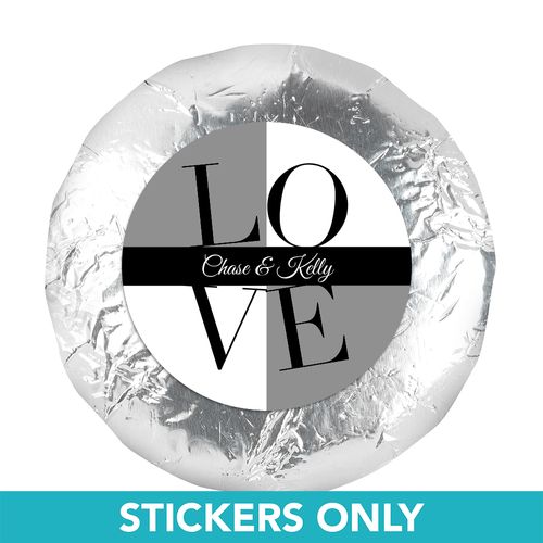 Bridal Shower Favor 1.25" Sticker Pop Art Square Love (48 Stickers)