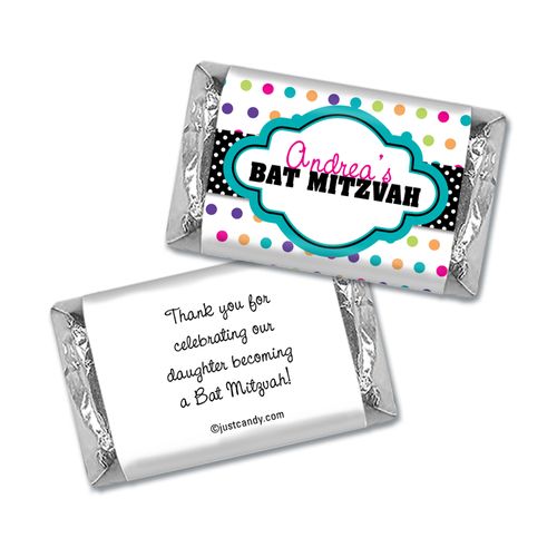 Bat Mitzvah Personalized Hershey's Miniatures Wrappers Polka Dot Candy Shoppe