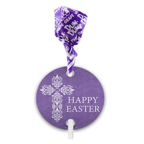 Easter Purple Cross Dum Dums with Gift Tag (75 pops)