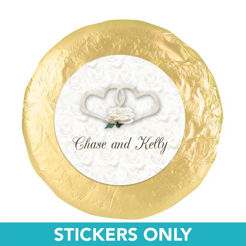 Wedding Favor 1.25" Sticker Two Hearts Lord's Blessing (48 Stickers)