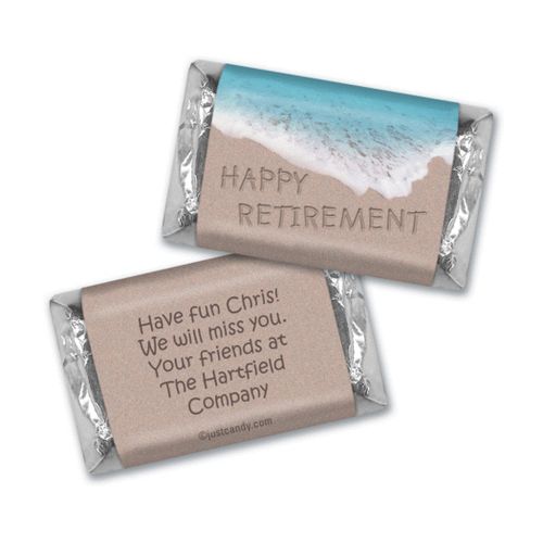 Retirement Personalized Hershey's Miniatures Wrappers Message in Sand by Sea