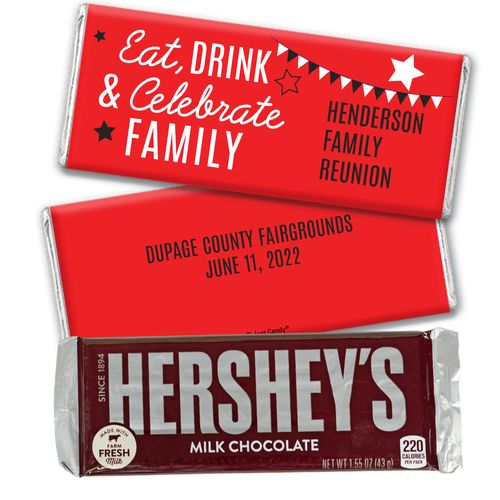 Personalized Family Reunion Eat, Drink, and Celebrate Hershey's Chocolate Bar & Wrapper