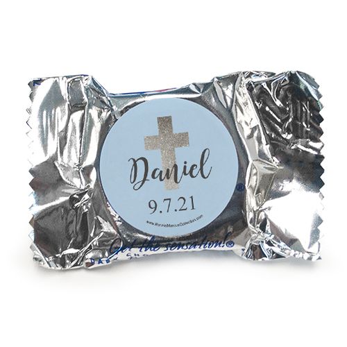 Personalized Boy First Communion Shimmering Cross York Peppermint Patties - pack of 70