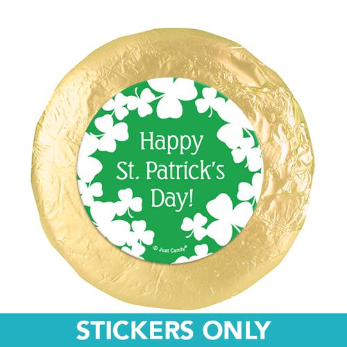 St. Patrick's Day White Clovers 1.25" Stickers (48 Stickers)