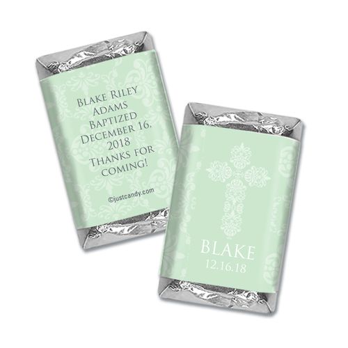 Baptism Personalized Hershey's Miniatures Wrappers Filigree Cross