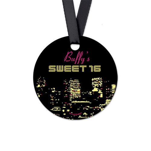 Personalized Round City Lights Birthday Favor Gift Tags (20 Pack)
