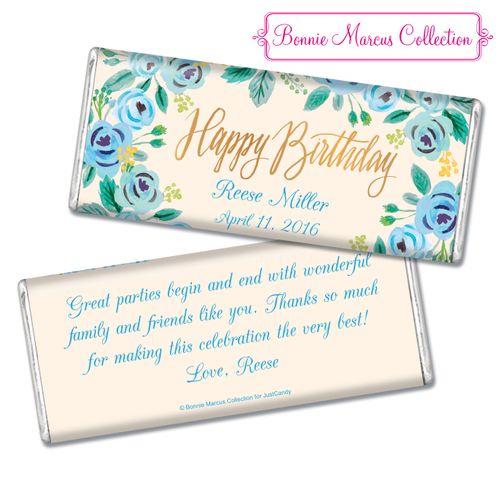 Bonnie Marcus Collection Personalized Chocolate Bar Chocolate & Wrapper Here's Something Blue Birthday Favors