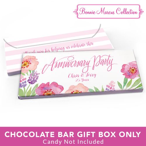 Deluxe Personalized Anniversary Floral Embrace Candy Bar Favor Box