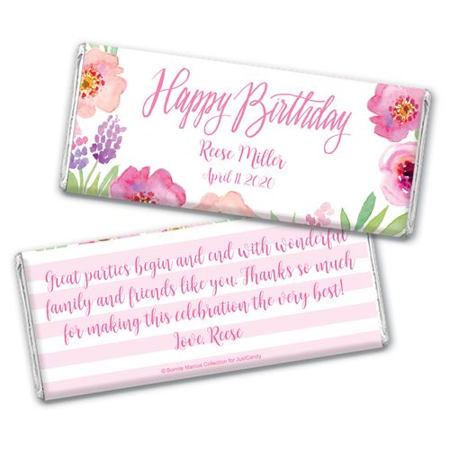Personalized Birthday Chocolate Bar Wrappers Only - Floral Embrace