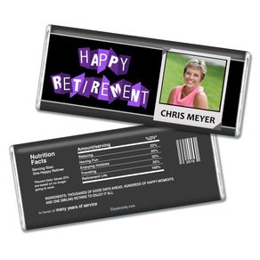 Retirement Personalized Chocolate Bar "Happy Retirement" Polaroid Photo