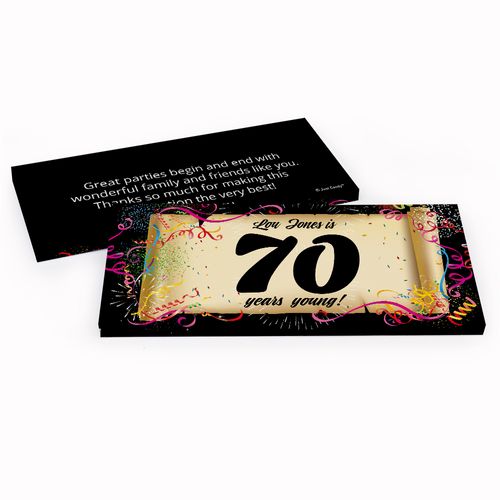 Deluxe Personalized Birthday 70th Confetti Birthday Hershey's Chocolate Bar in Gift Box