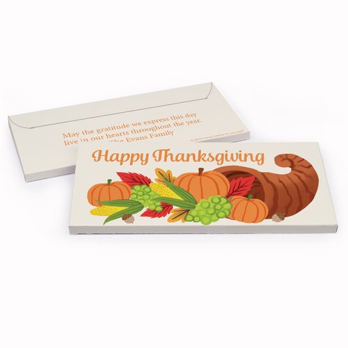 Deluxe Personalized Thanksgiving Bonnie Marcus Cornucopia Chocolate Bar in Gift Box