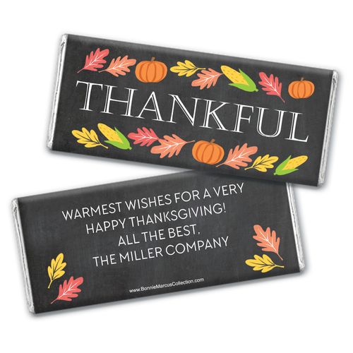 Personalized Bonnie Marcus Thanksgiving Thankful Chalkboard Chocolate Bar & Wrapper