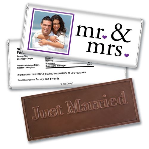 Wedding Favor Personalized Embossed Chocolate Bar Mr & Mrs Photo