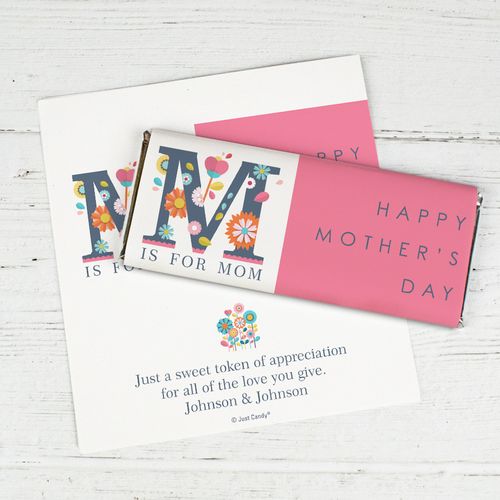 Personalized Mother's Day M is for Mom Chocolate Bar Wrapper Only