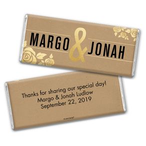 Personalized Wedding Golden Roses Chocolate Bar & Wrapper