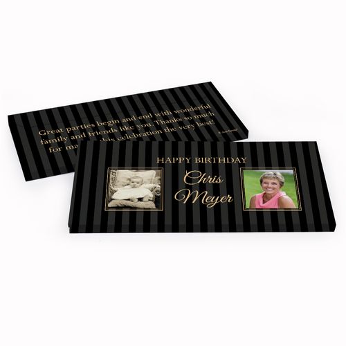 Deluxe Personalized Birthday Pinstripe Hershey's Chocolate Bar in Gift Box