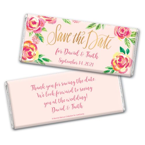Bonnie Marcus Collection Personalized Chocolate Bar Wrappers Chocolate & Wrapper In the Pink Save the Date Favors by Bonnie Marcus