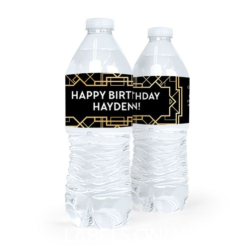 Personalized Birthday Art Deco Water Bottle Sticker Labels (5 Labels)