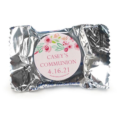 Personalized Girl First Communion Floral Elegance York Peppermint Patties