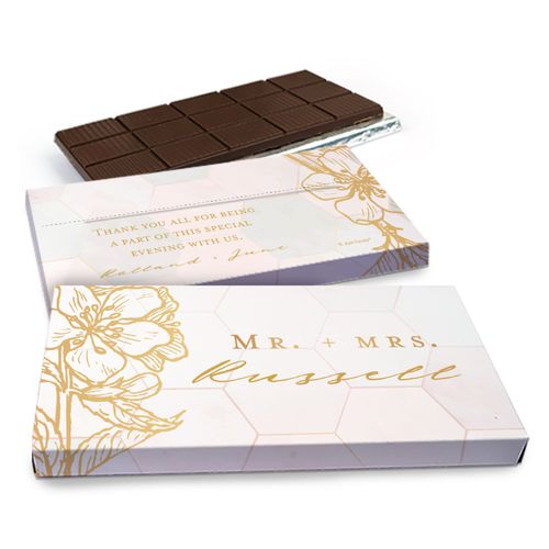 Deluxe Personalized Wedding Blushing Dream Chocolate Bar in Gift Box (3oz Bar)