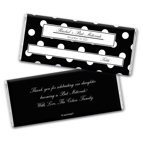 Bat Mitzvah Personalized Chocolate Bar Wrappers Polka Dot Place Cards