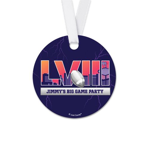 Personalized Round Football Party Themed Football Stadium Favor Gift Tags (20 Pack)
