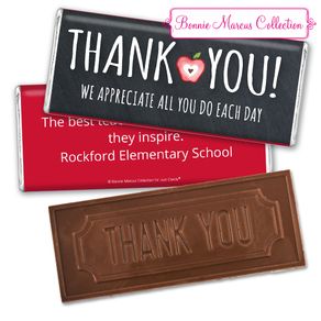 Personalized Teacher Appreciation Apple Embossed Chocolate Bar & Wrapper