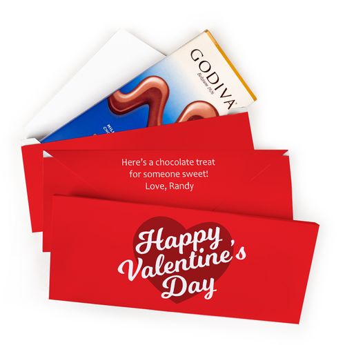 Deluxe Personalized Valentine's Day Script Godiva Chocolate Bar in Gift Box