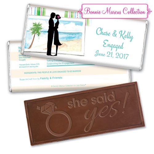 Bonnie Marcus Collection Personalized Embossed Chocolate Bar Personalized & Wrapper Tropical I Do Engagement