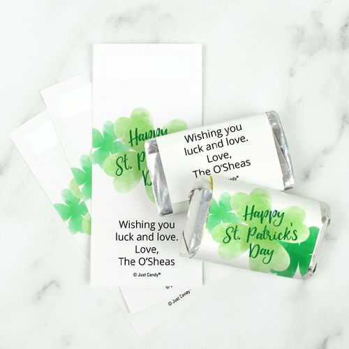 Personalized St. Patrick's Day Watercolor Clovers Mini Wrappers