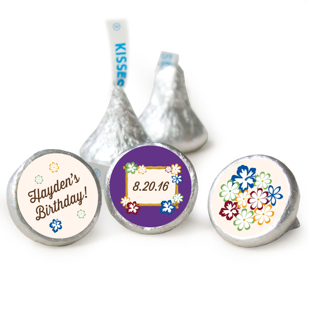 Birthday Personalized Hershey's Kisses Tropical Hawaiian Luau Party ...