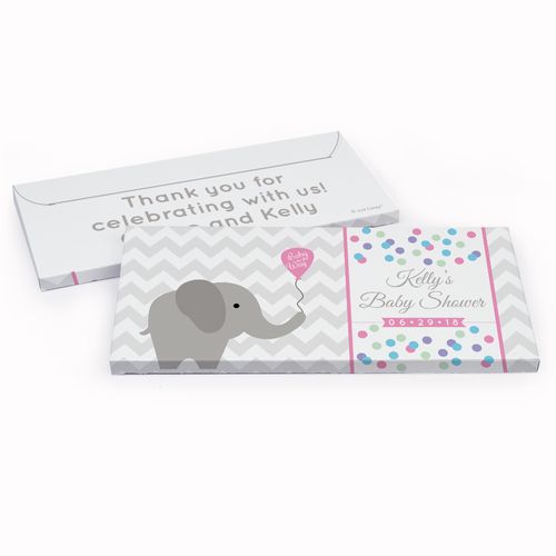 Deluxe Personalized Baby Shower Chevron Elephant Chocolate Bar in Gift Box