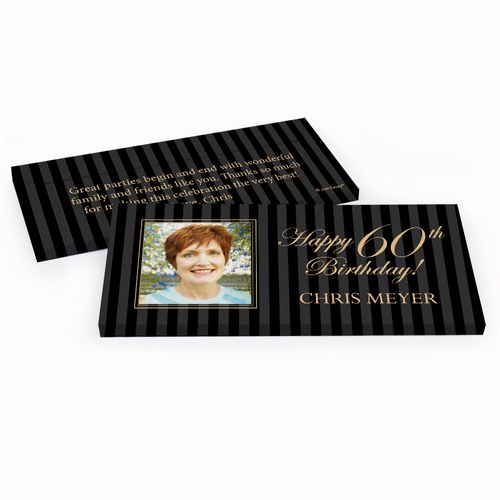 Deluxe Personalized Birthday Photo 60th Hershey's Chocolate Bar in Gift Box