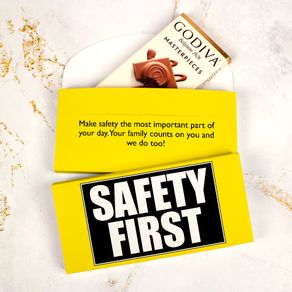 Deluxe Personalized Business Safety First Godiva Chocolate Bar in Gift Box