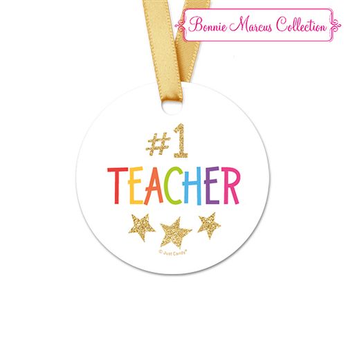 Bonnie Marcus Collection Round Gold Star Teacher Appreciation Favor Gift Tags (20 Pack)