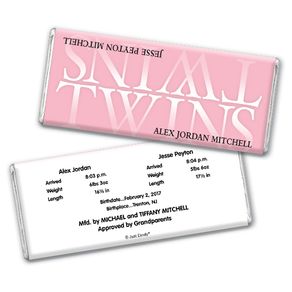 Twin Birth Announcement Personalized Chocolate Bar Reflection