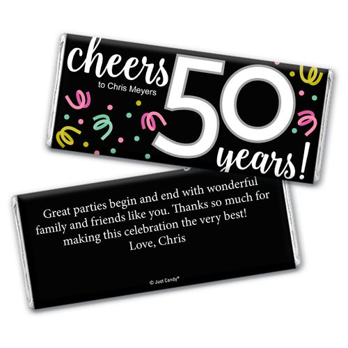 Personalized Milestone Birthday Fifty Confetti Chocolate Bar Wrappers Only