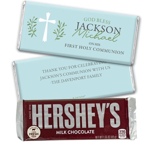 Personalized Communion God Bless Blue Chocolate Bar & Wrapper