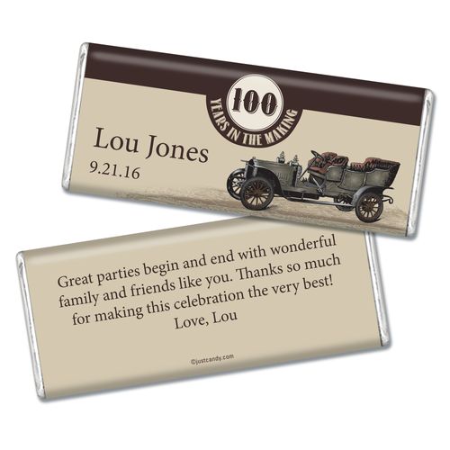 100th Birthday Personalized Chocolate Bar Vintage Classic Car