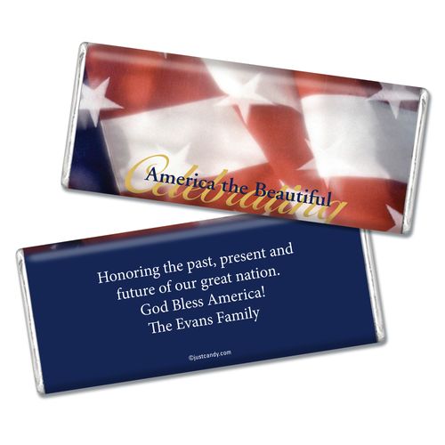 Personalized Patriotic Themed Chocolate Bar America the Beautiful Patriotic Flag