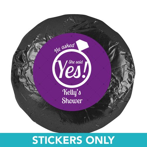 Bridal Shower Favor 1.25" Sticker She Said Yes! Ring (48 Stickers)