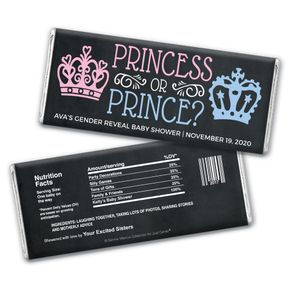 Personalized Bonnie Marcus Gender Reveal Princess or Prince Chocolate Bar Wrappers Only