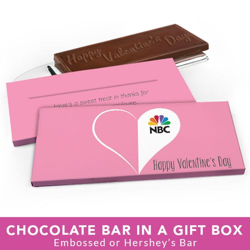 Deluxe Personalized Valentine's Day Add Your Logo Heart Chocolate Bar in Gift Box
