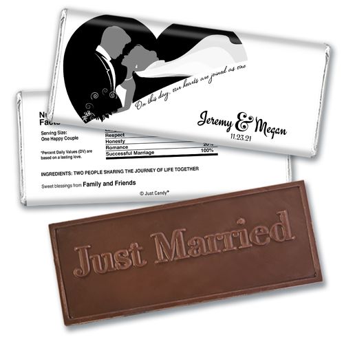 Personalized Embossed Just Married Wedding Reception Favors Hershey's Chocolate Bar & Wrapper