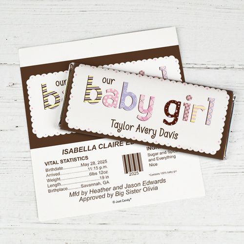 Girl Baby Announcements Personalized Chocolate Bar Wrappers