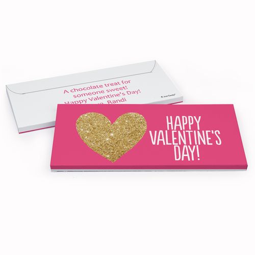 Deluxe Personalized Valentine's Day Glitter Heart Candy Bar Favor Box