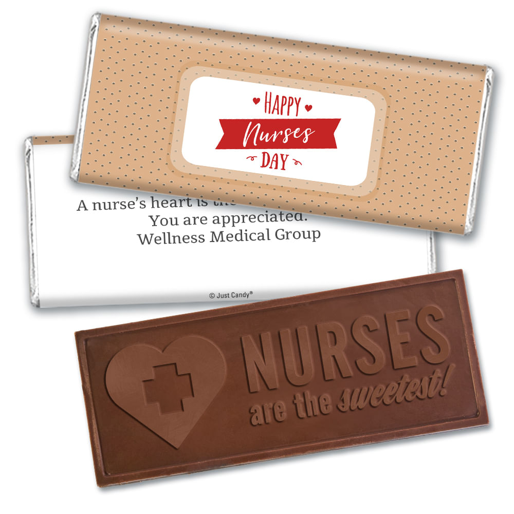 Personalized Nurse Appreciation Happy Nurses Day Embossed Chocolate